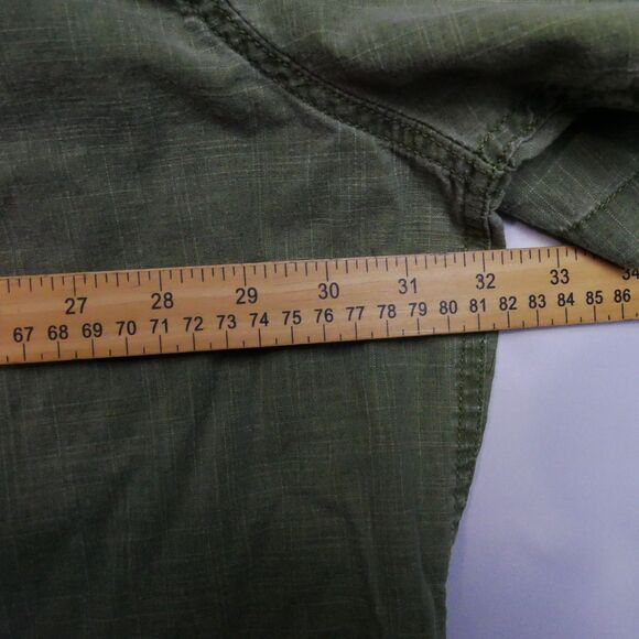 Basic Editions Mens Size 4XL Cotton Button Down Green Olive Short Sleeve - Picture 9 of 12